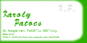 karoly patocs business card